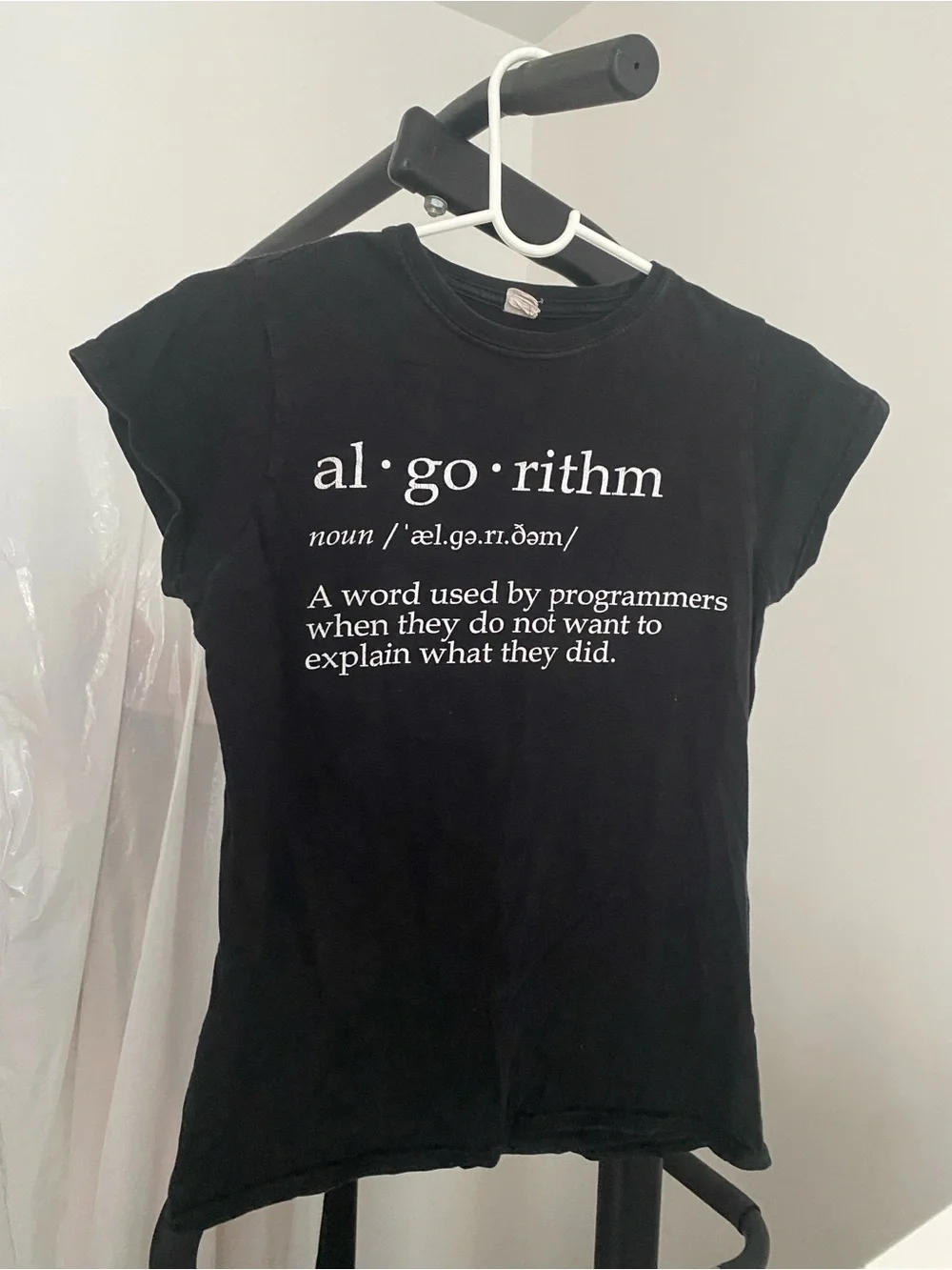 Gildan Black Short Sleeve Tee with White 'algorithm' Print